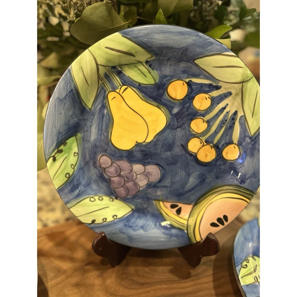 Vintage BELLA CASA BY GANZ CERAMIC FRUIT DESIGN PLATE 9" Set Of 4